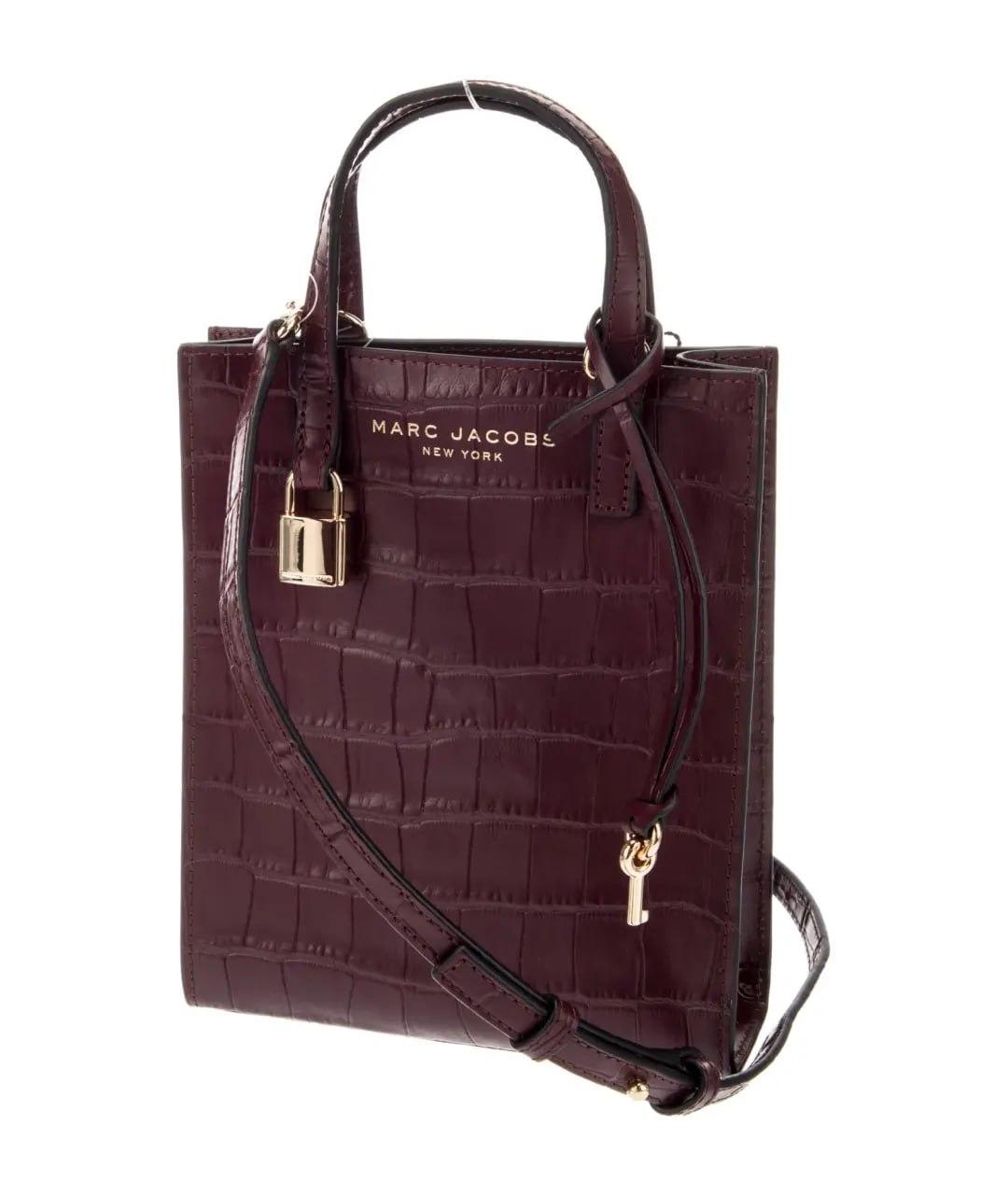 MARC JACOBS Бордовая кожаная сумка с короткими ручками, фото 4