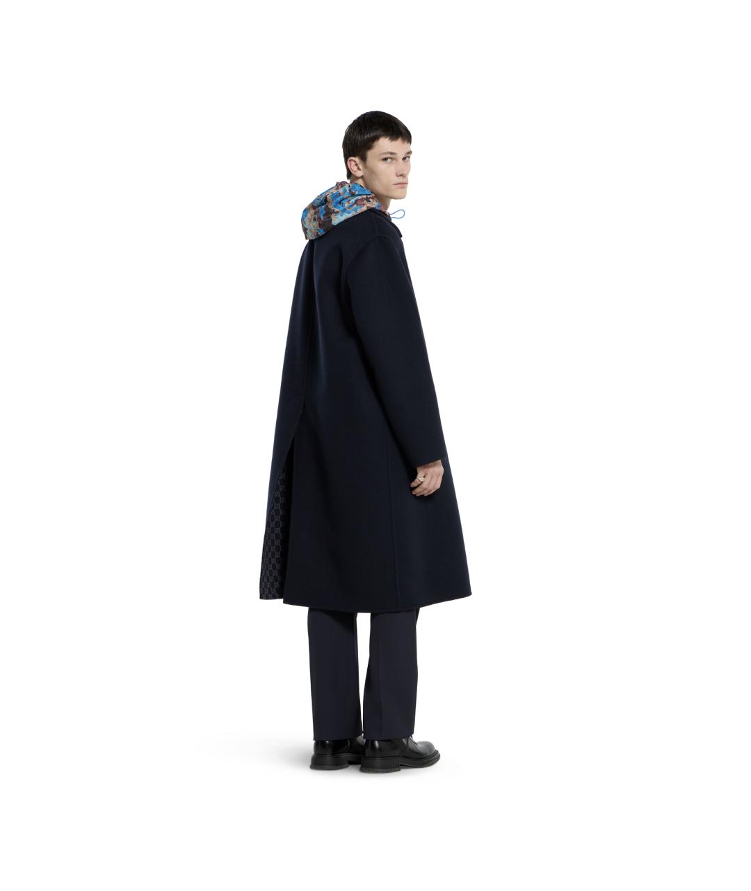 GUCCI Темно-синее шерстяное пальто, фото 4