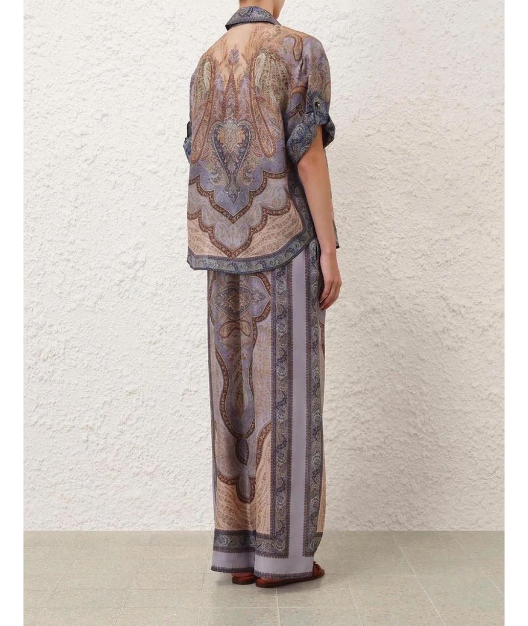 ZIMMERMANN Синие шелковые брюки широкие, фото 3