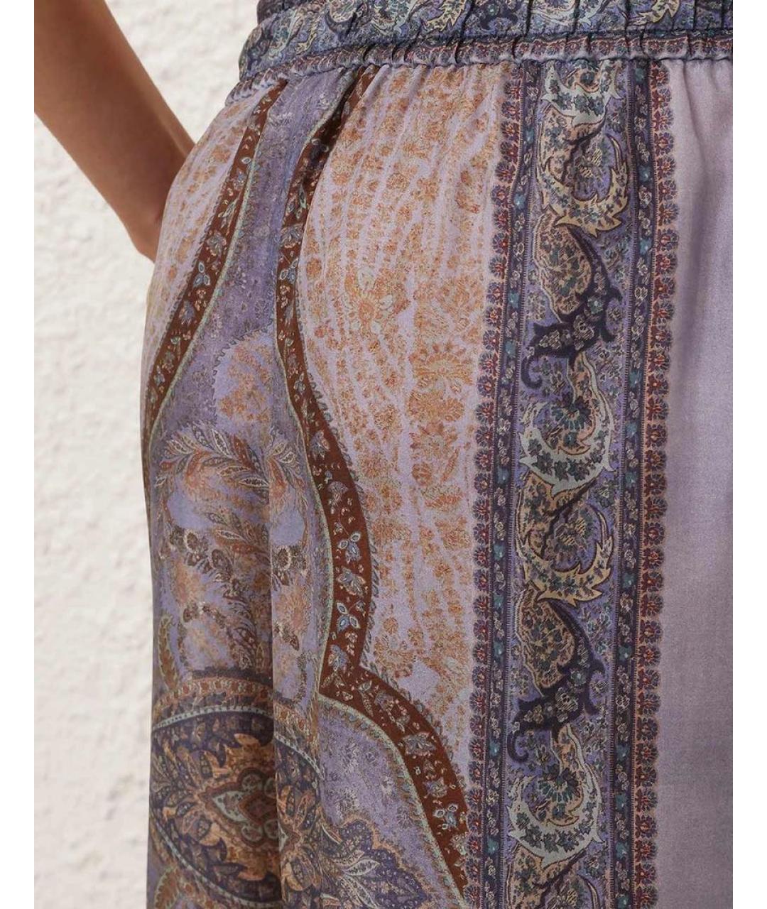 ZIMMERMANN Синие шелковые брюки широкие, фото 6