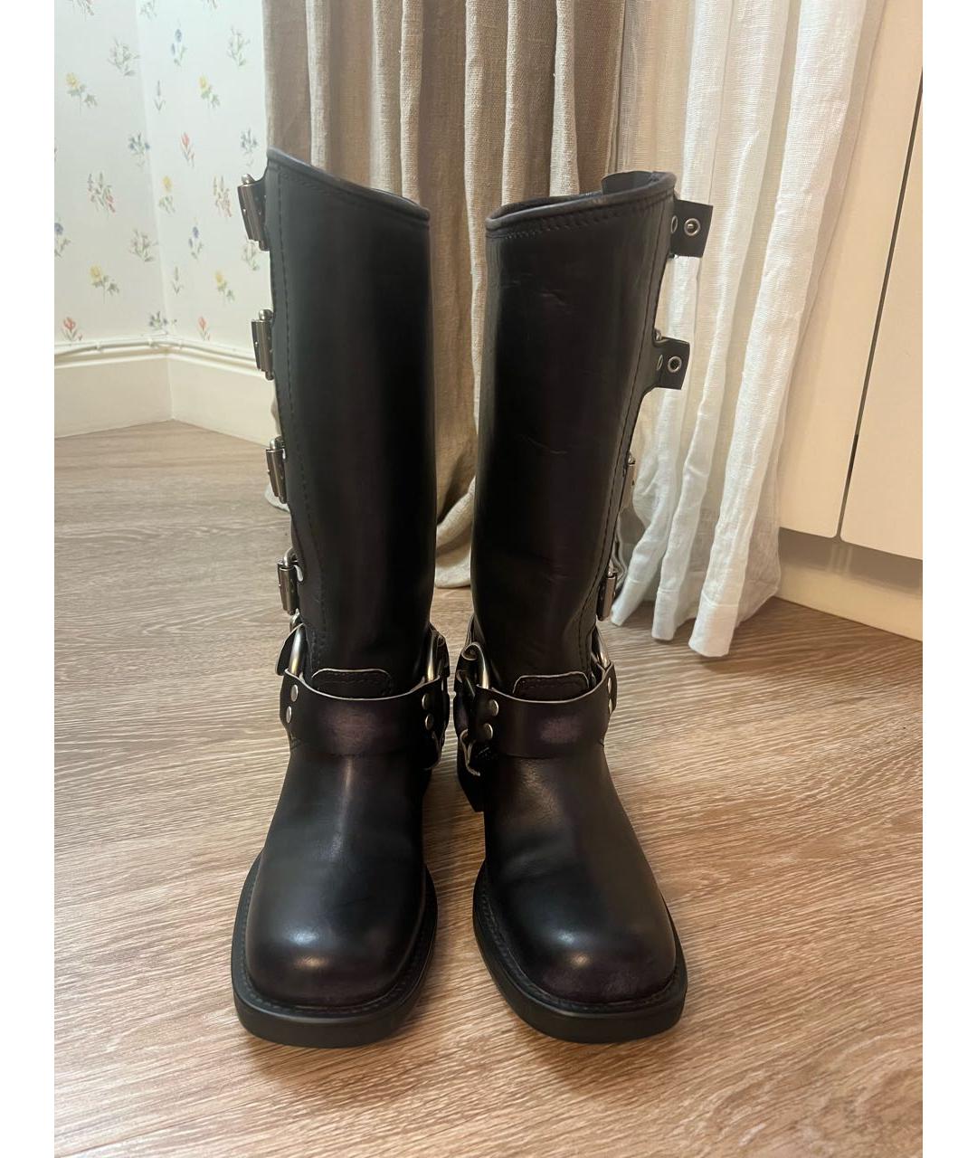 MIU MIU Черные кожаные сапоги, фото 2