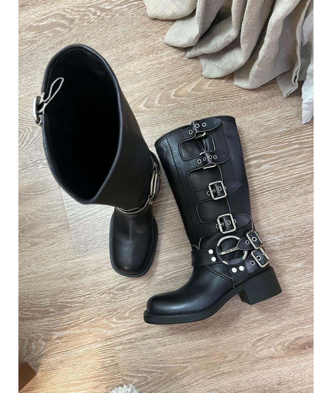 MIU MIU Черные кожаные сапоги, фото 6
