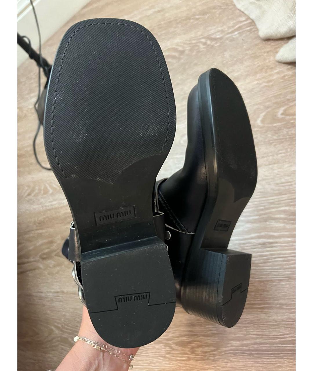 MIU MIU Черные кожаные сапоги, фото 5