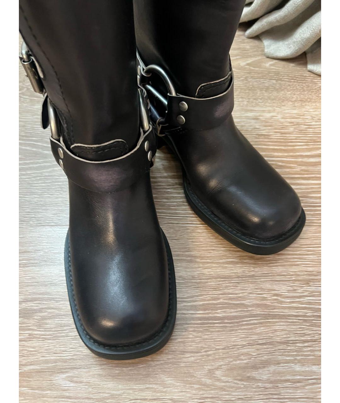 MIU MIU Черные кожаные сапоги, фото 4