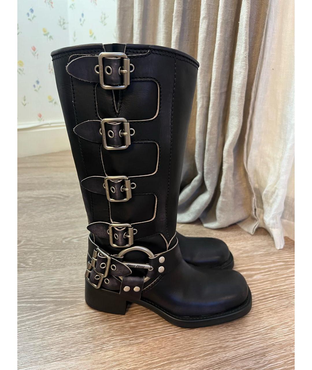 MIU MIU Черные кожаные сапоги, фото 8