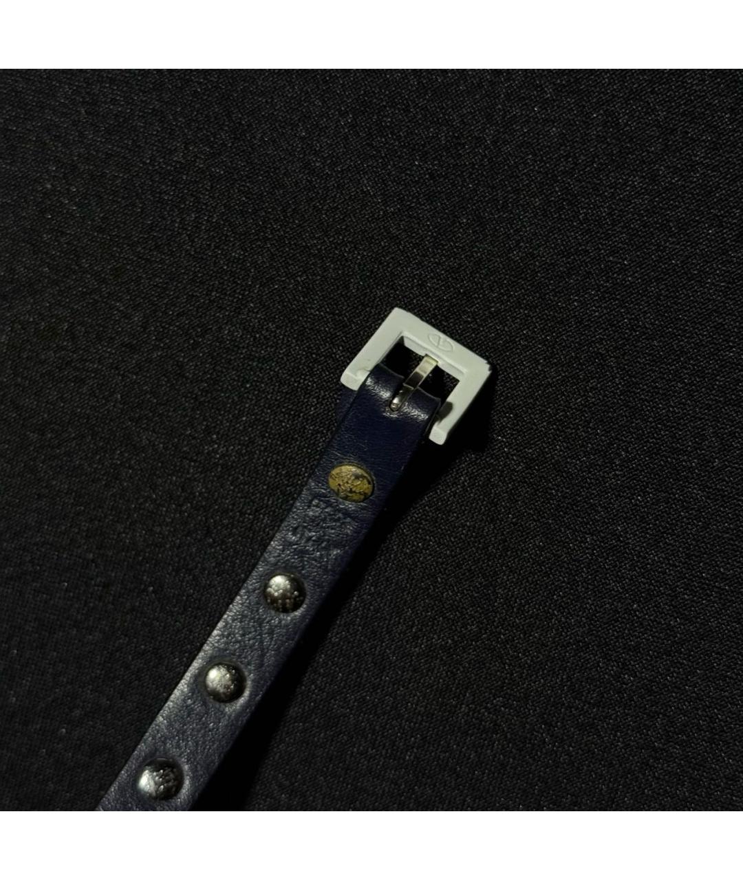VALENTINO Темно-синий кожаный браслет, фото 4