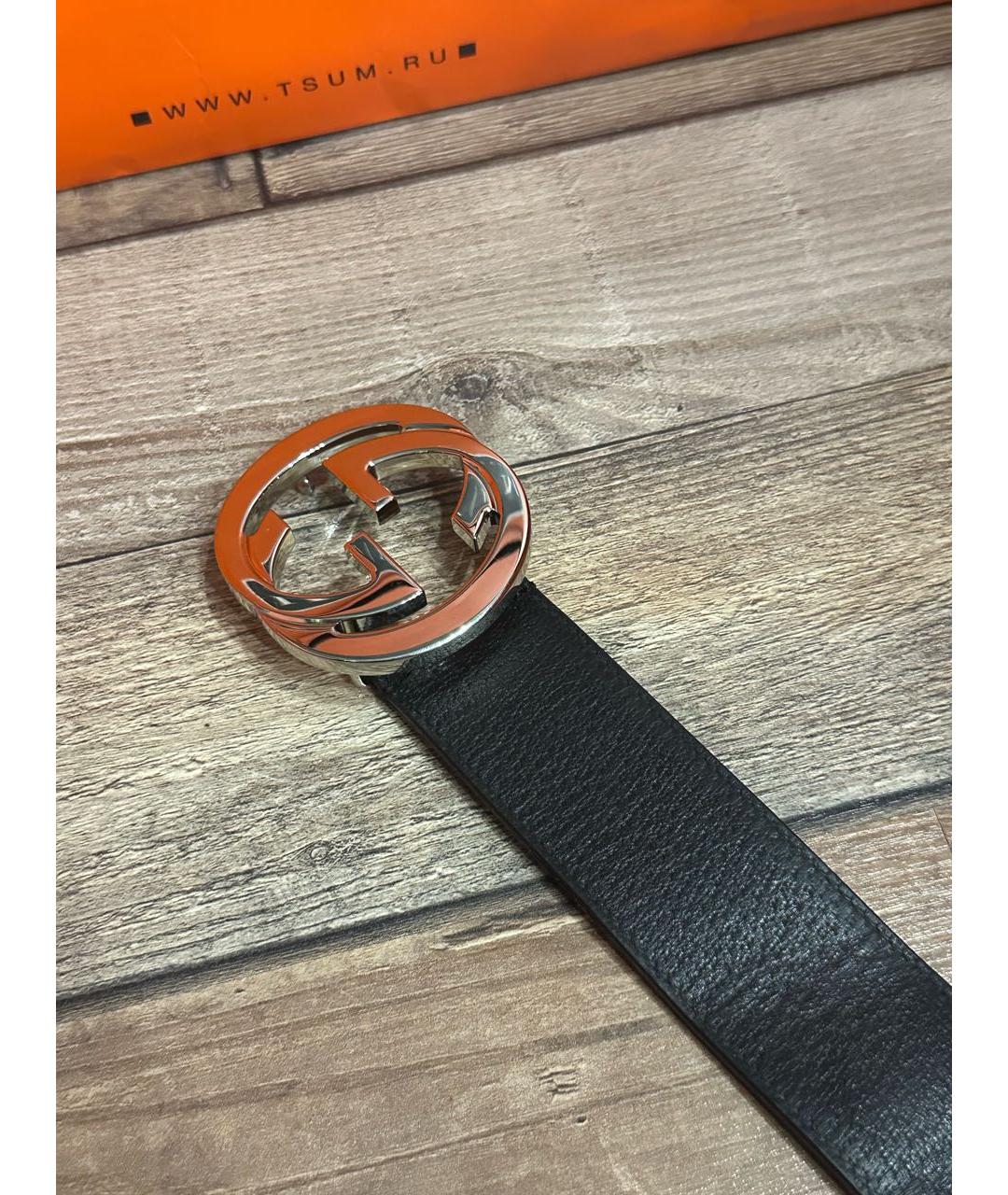 GUCCI Черный кожаный ремень, фото 4