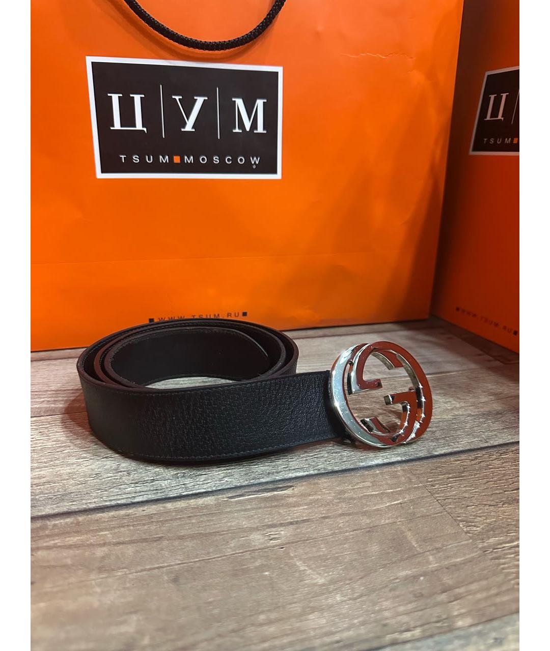 GUCCI Черный кожаный ремень, фото 8