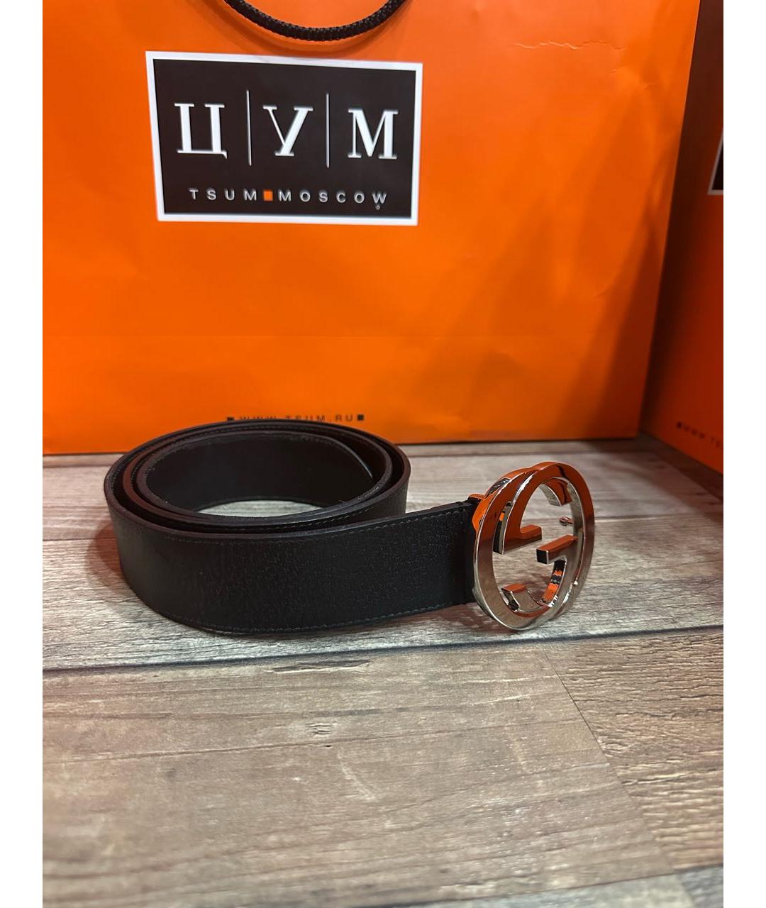 GUCCI Черный кожаный ремень, фото 3