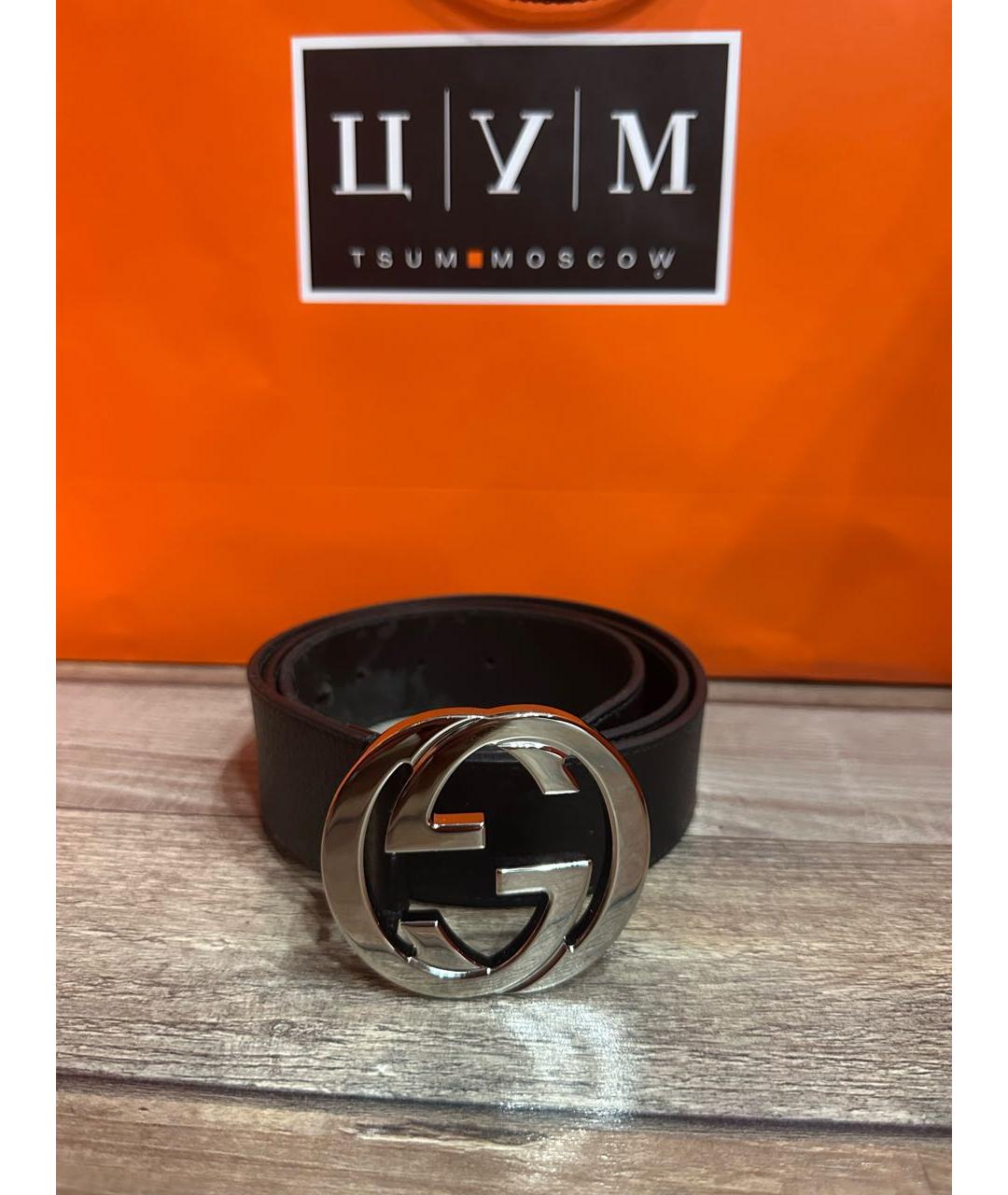 GUCCI Черный кожаный ремень, фото 2