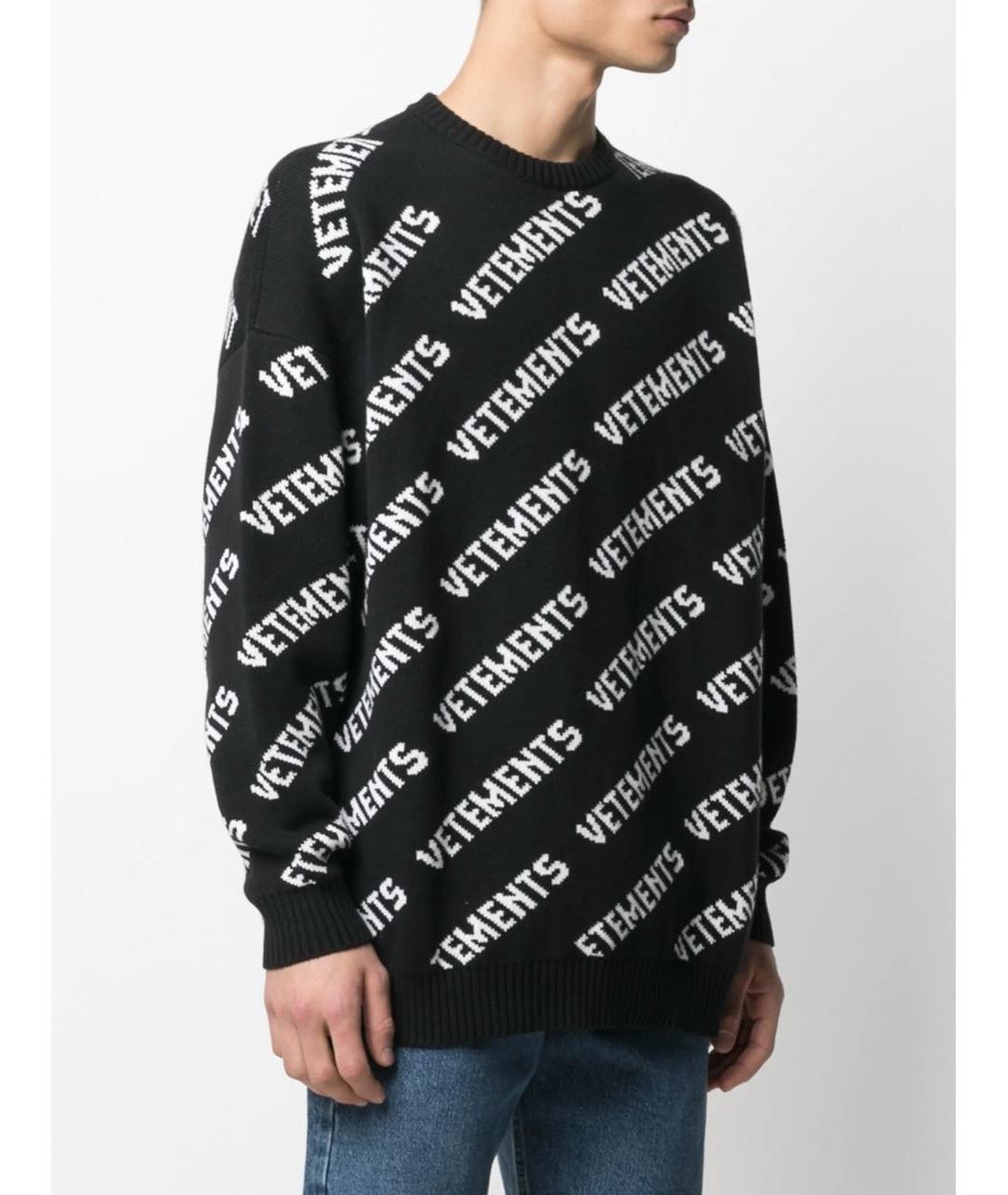 VETEMENTS Черный хлопковый джемпер / свитер, фото 4