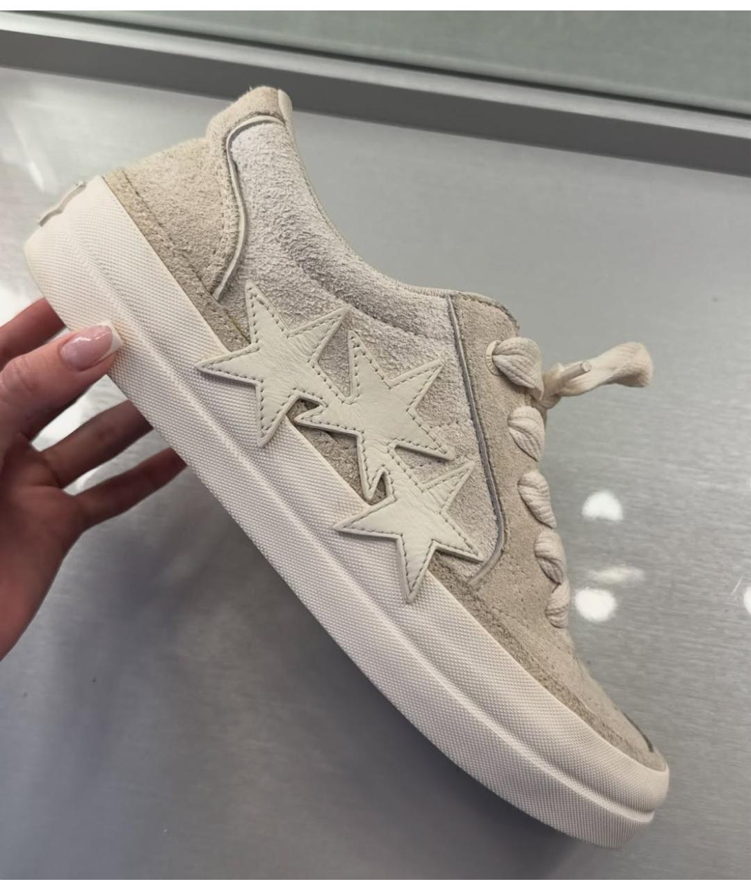 AMIRI Бежевые замшевые низкие кроссовки / кеды, фото 5