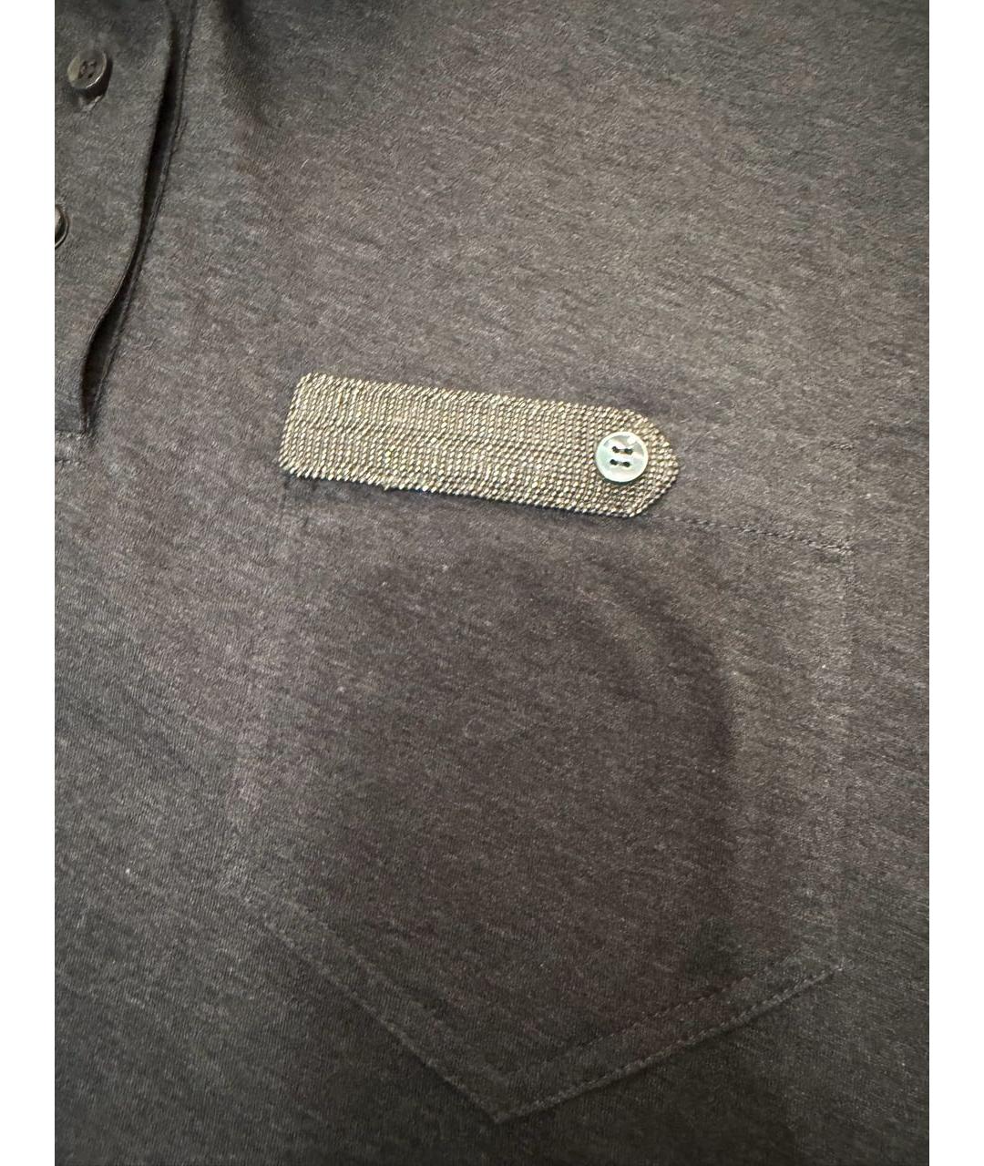 BRUNELLO CUCINELLI Антрацитовая хлопковая футболка, фото 3