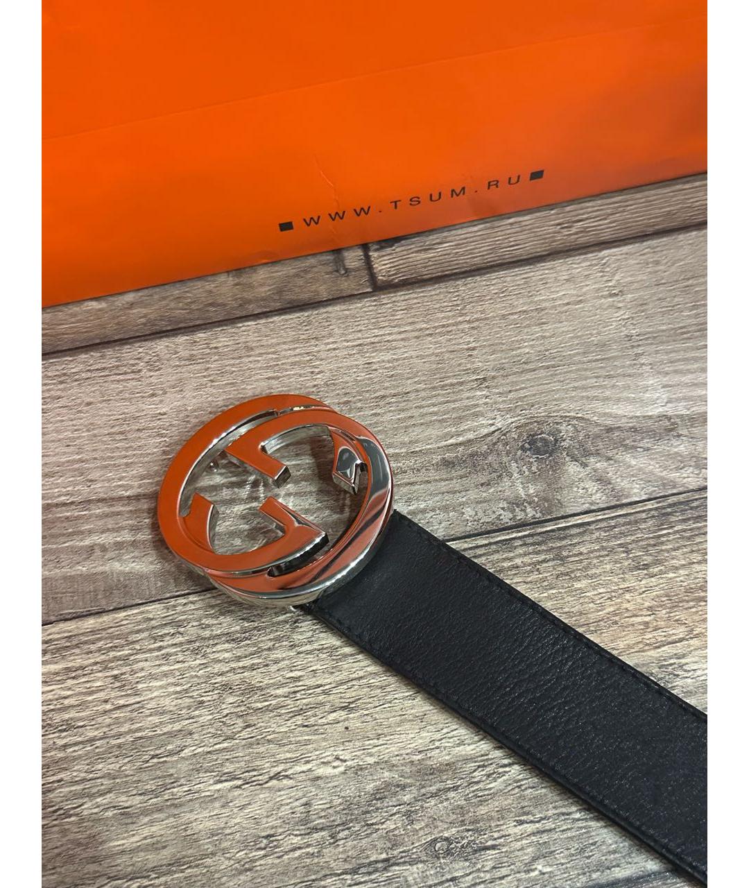 GUCCI Черный кожаный ремень, фото 4