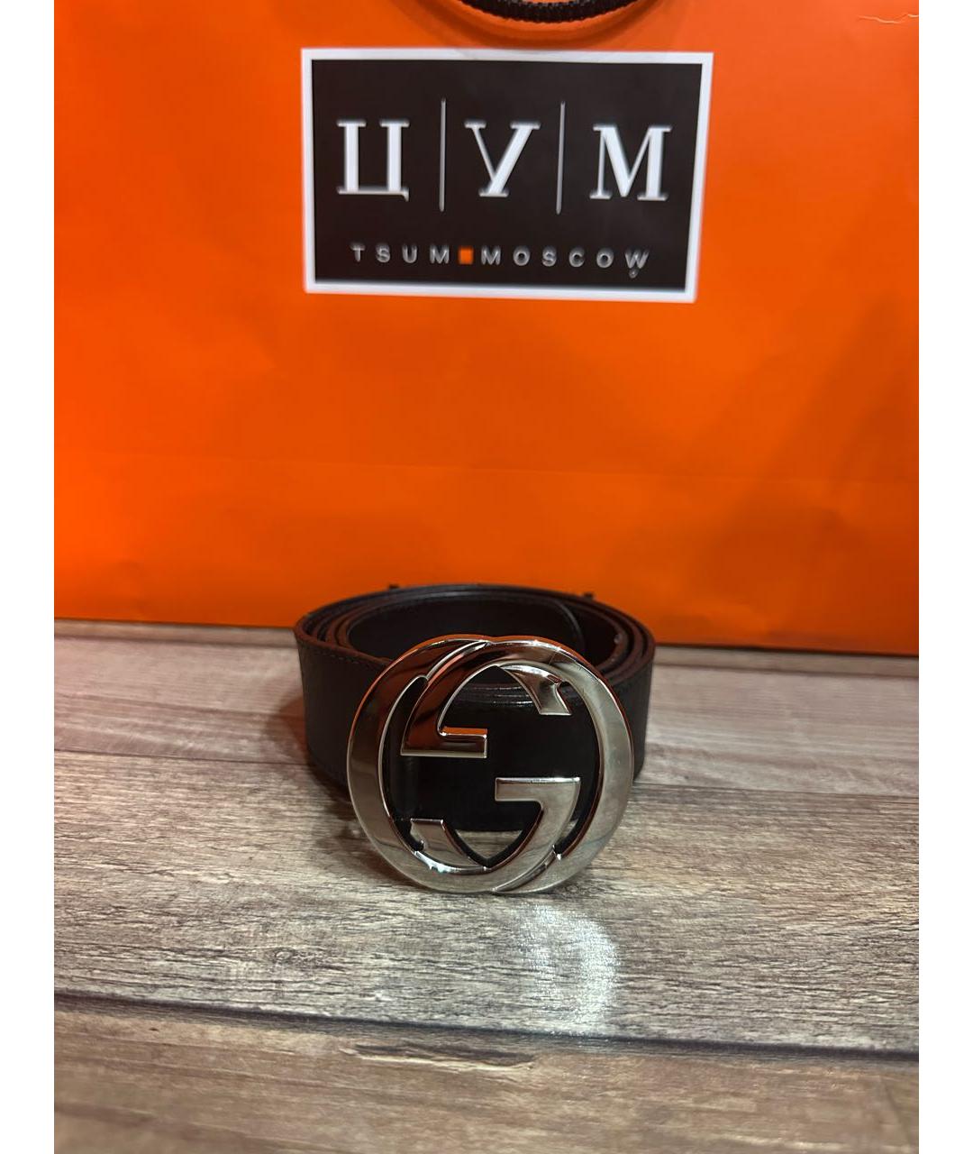 GUCCI Черный кожаный ремень, фото 3