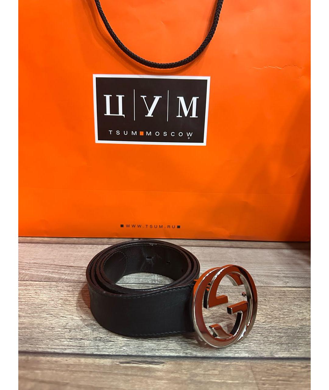 GUCCI Черный кожаный ремень, фото 2