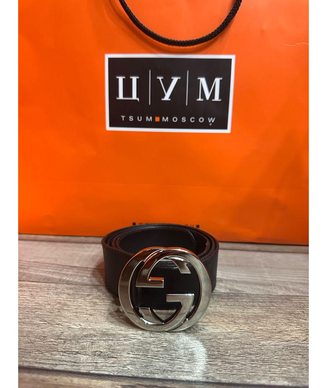 GUCCI Черный кожаный ремень, фото 8
