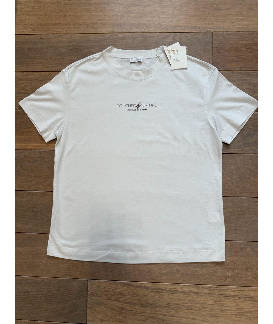 BRUNELLO CUCINELLI Бежевая хлопковая футболка, фото 6