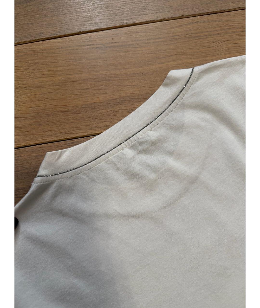 BRUNELLO CUCINELLI Бежевая хлопковая футболка, фото 2