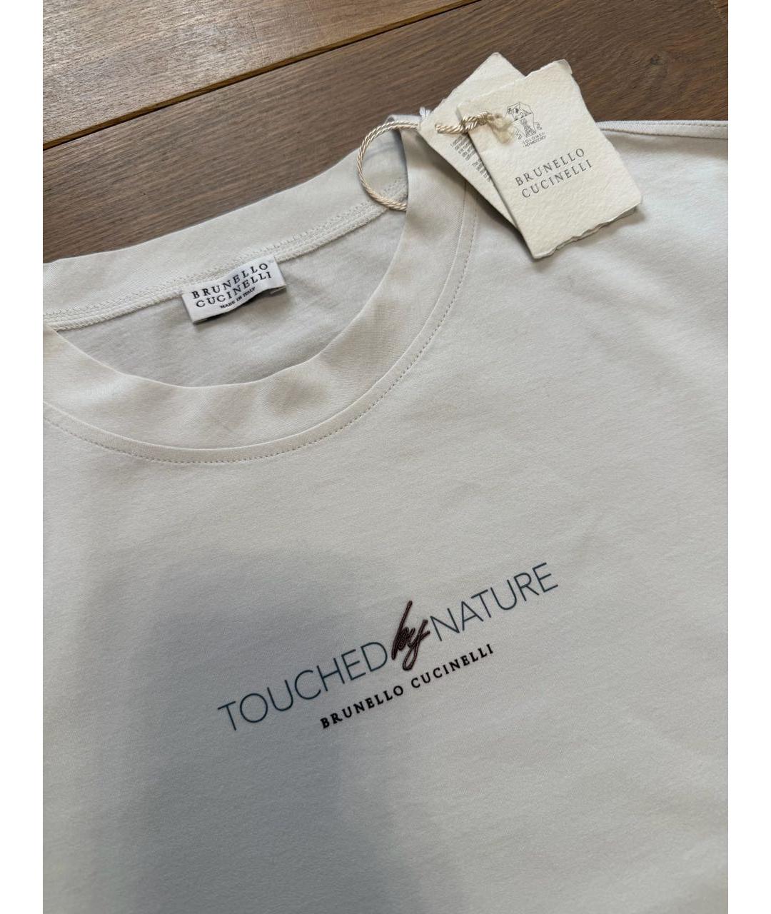 BRUNELLO CUCINELLI Бежевая хлопковая футболка, фото 3
