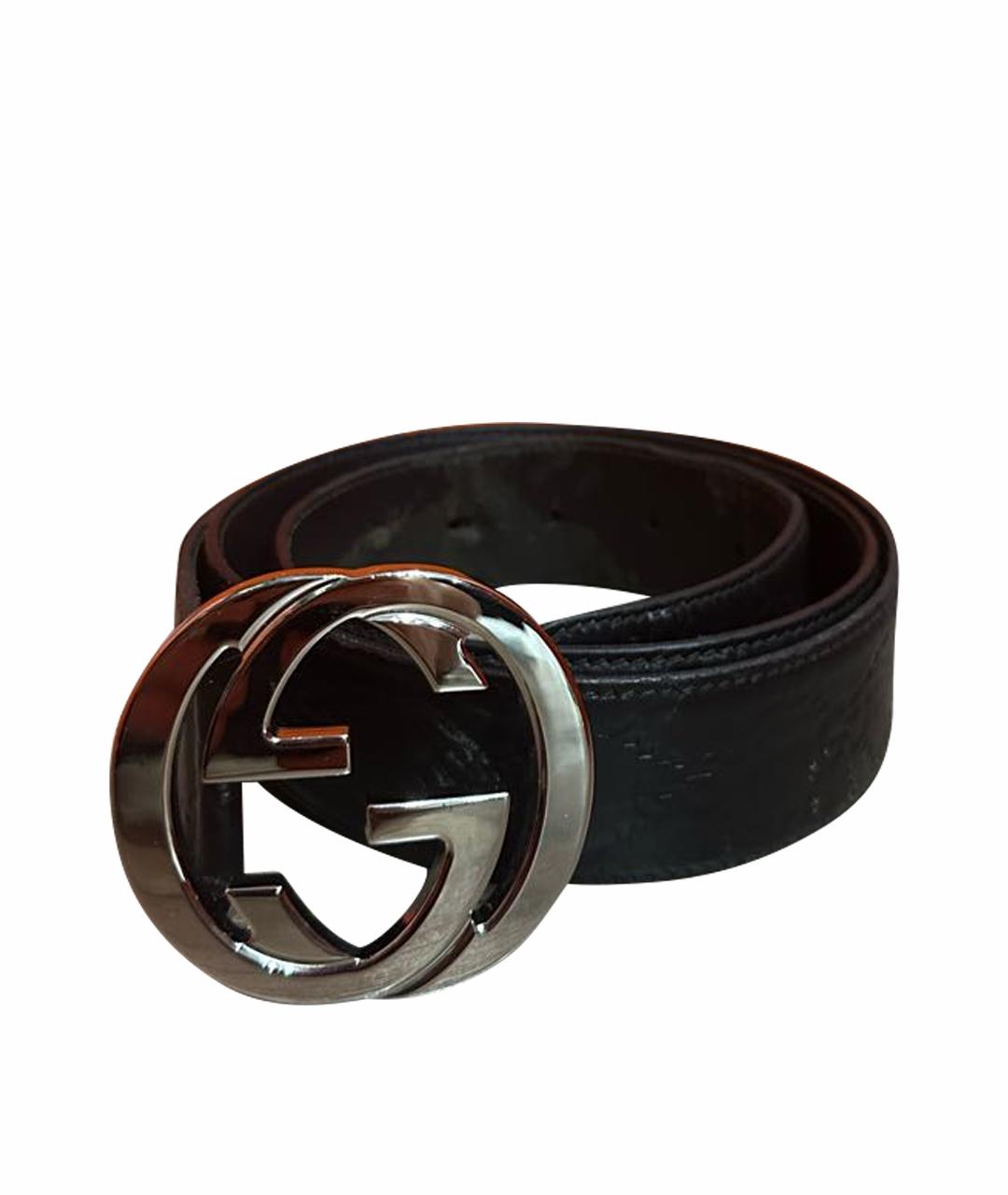 GUCCI Черный кожаный ремень, фото 1