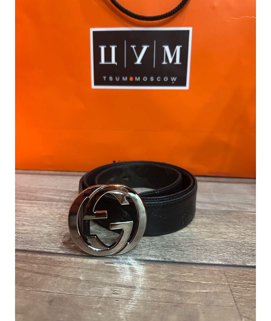 GUCCI Черный кожаный ремень, фото 9