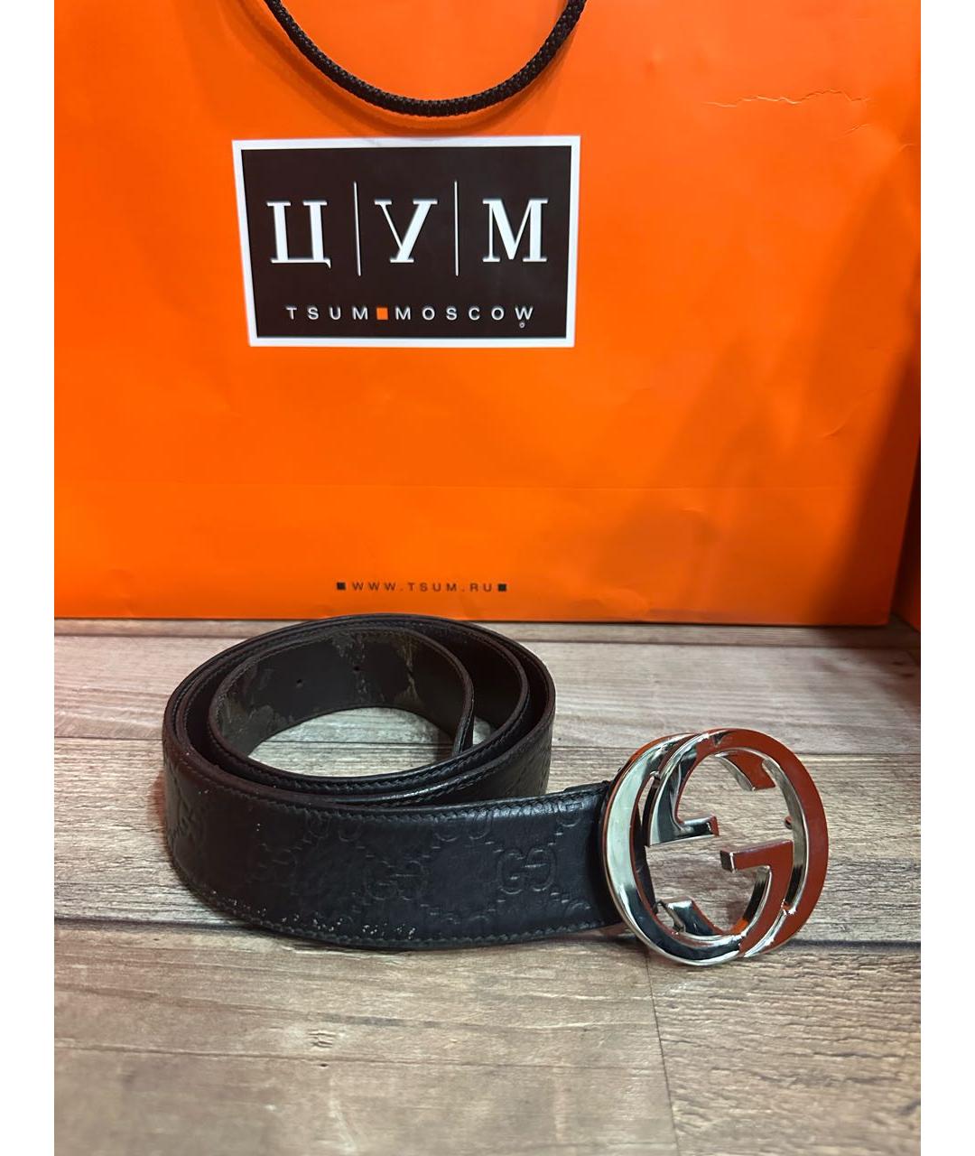 GUCCI Черный кожаный ремень, фото 3