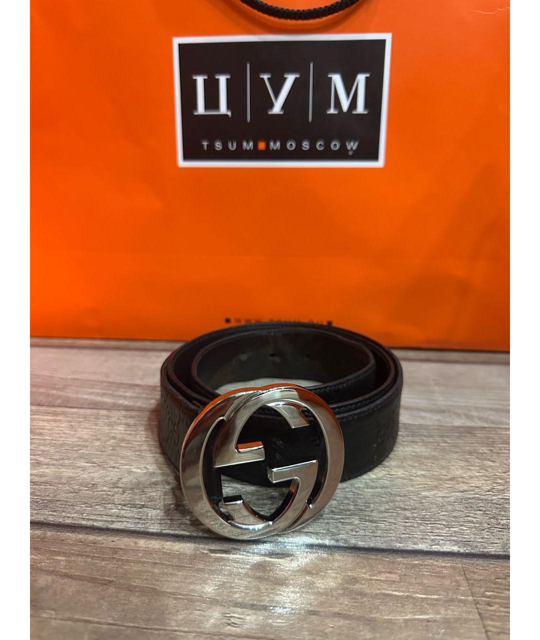 GUCCI Черный кожаный ремень, фото 2