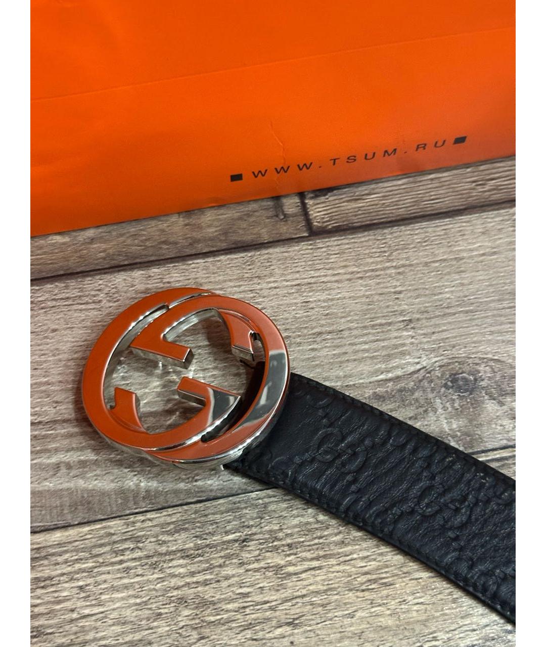 GUCCI Черный кожаный ремень, фото 4