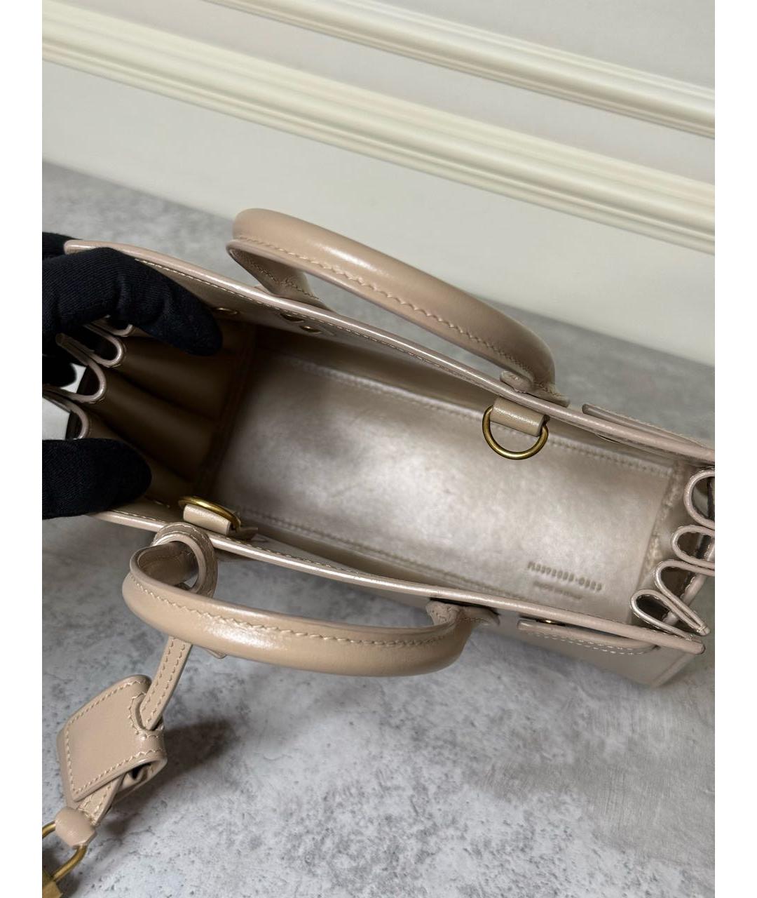 SAINT LAURENT Бежевая кожаная сумка через плечо, фото 7