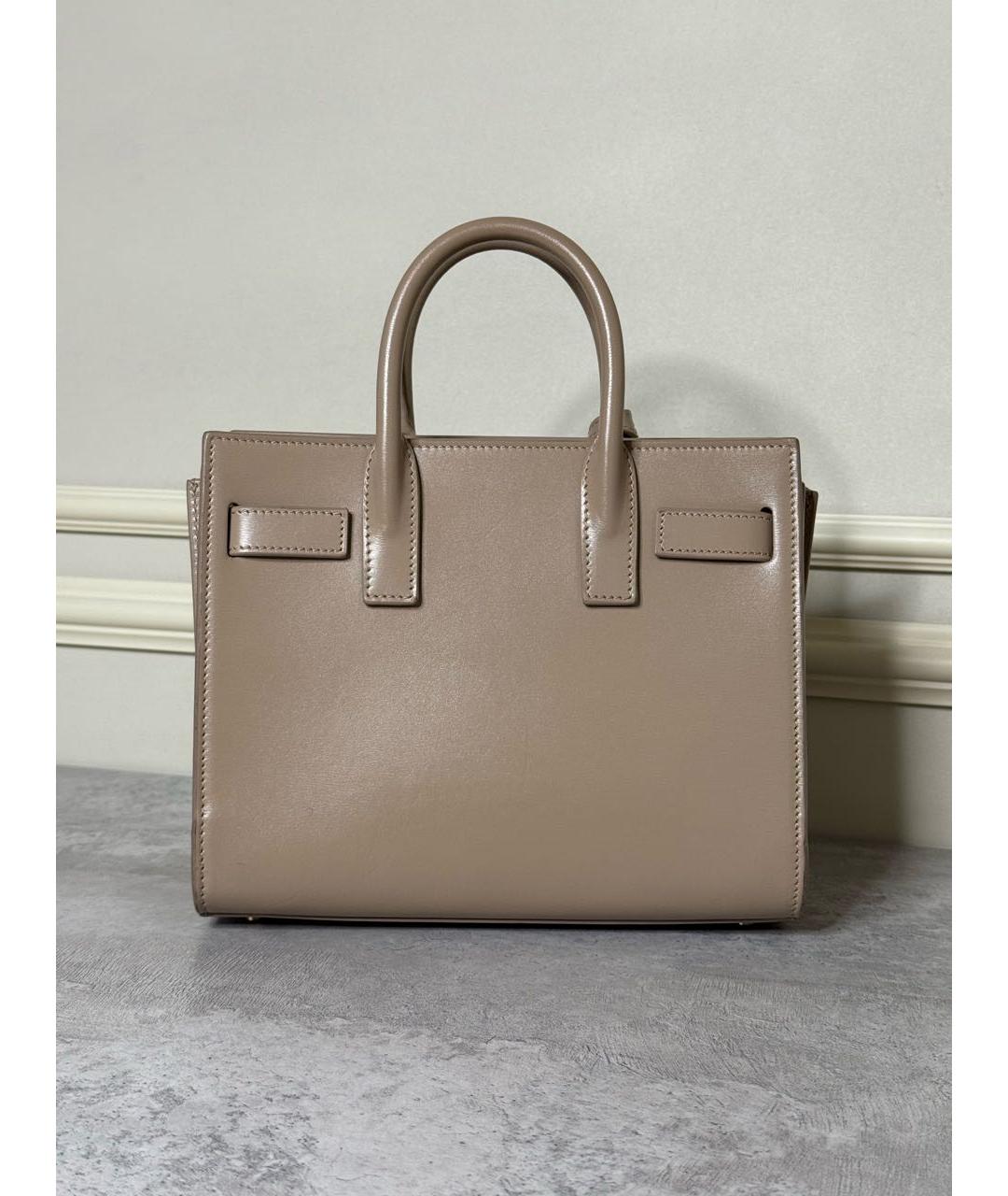 SAINT LAURENT Бежевая кожаная сумка через плечо, фото 2