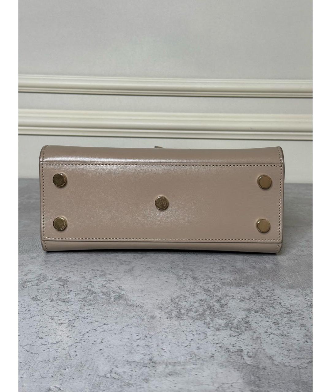 SAINT LAURENT Бежевая кожаная сумка через плечо, фото 5