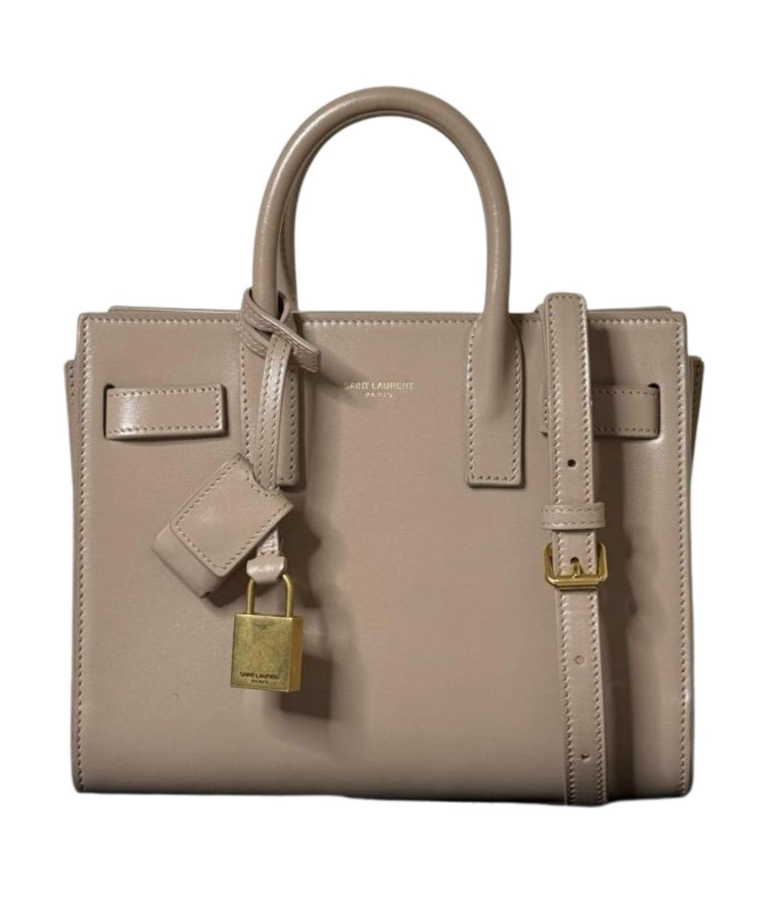 SAINT LAURENT Бежевая кожаная сумка через плечо, фото 1