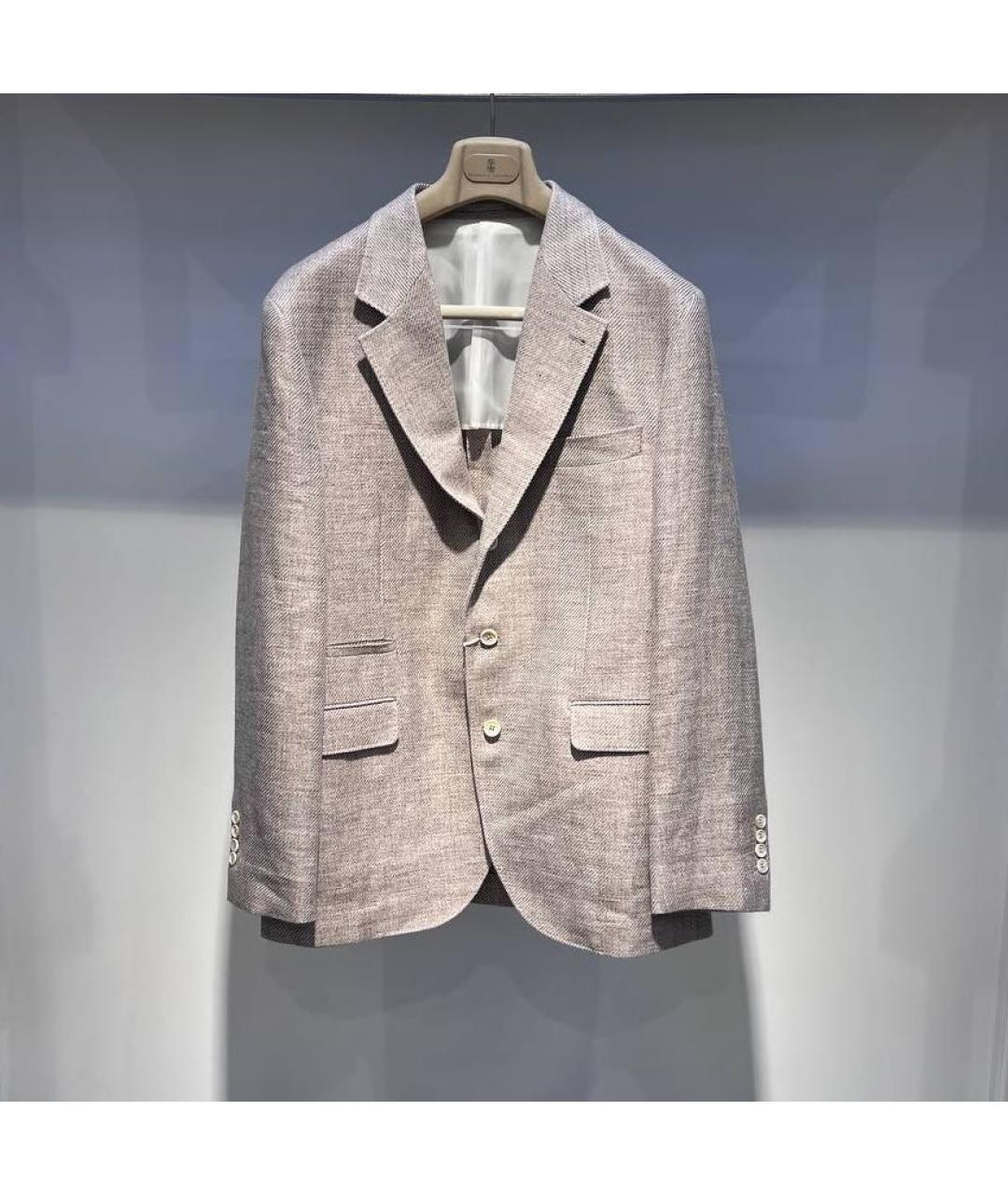 BRUNELLO CUCINELLI Бежевый льняной пиджак, фото 3