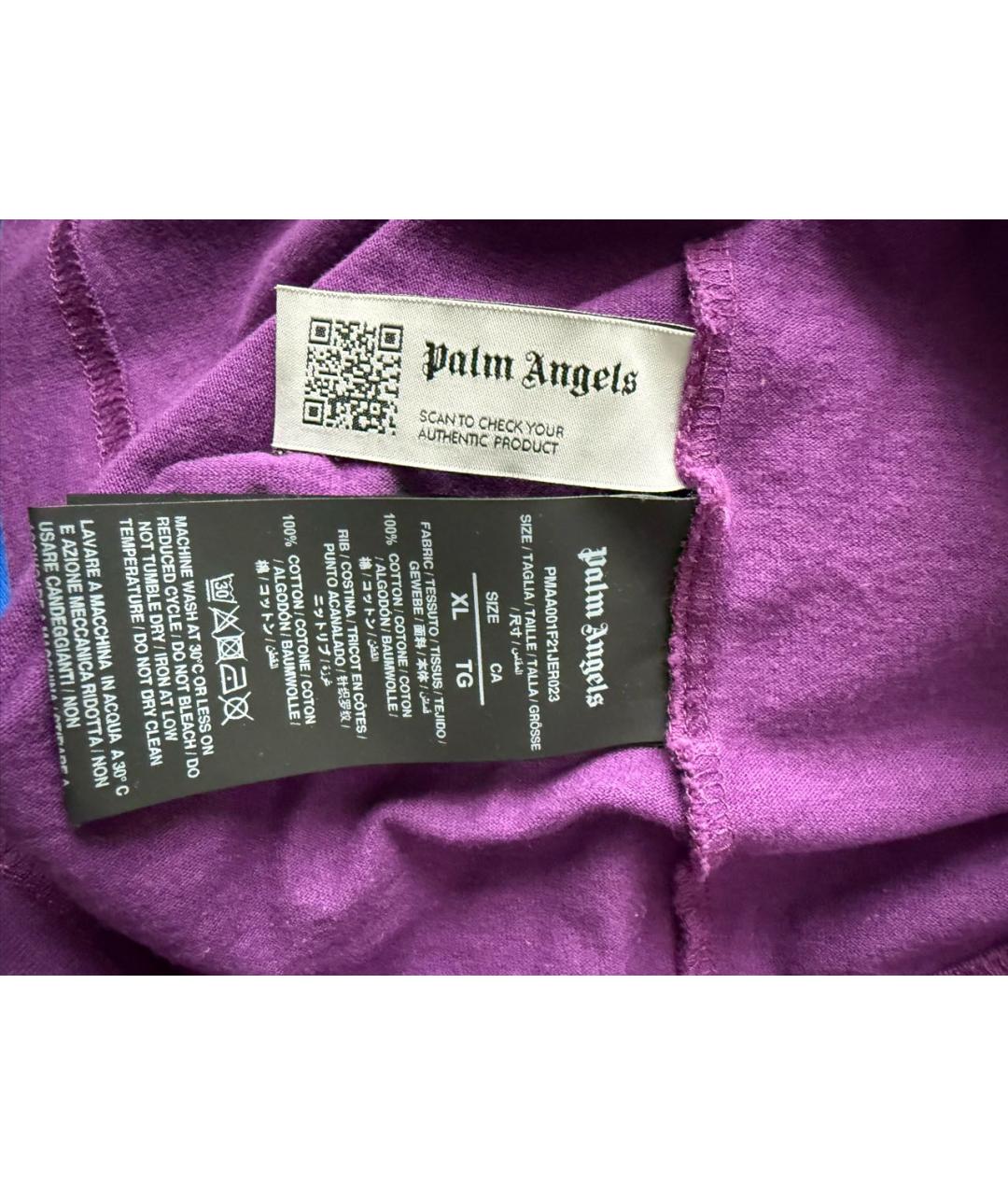 PALM ANGELS Фиолетовая хлопковая футболка, фото 5