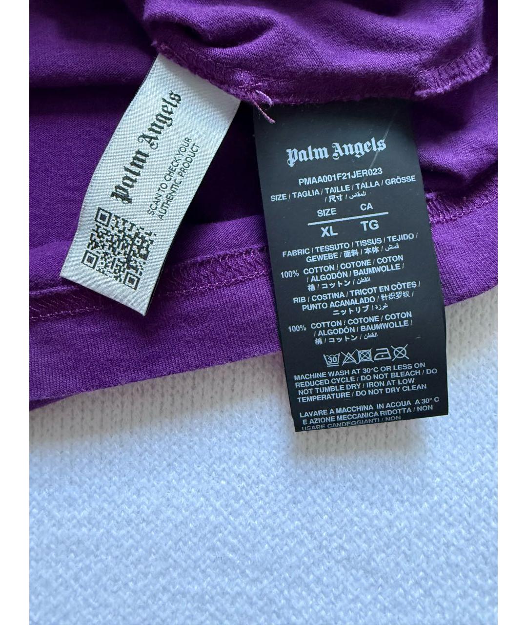 PALM ANGELS Фиолетовая хлопковая футболка, фото 6