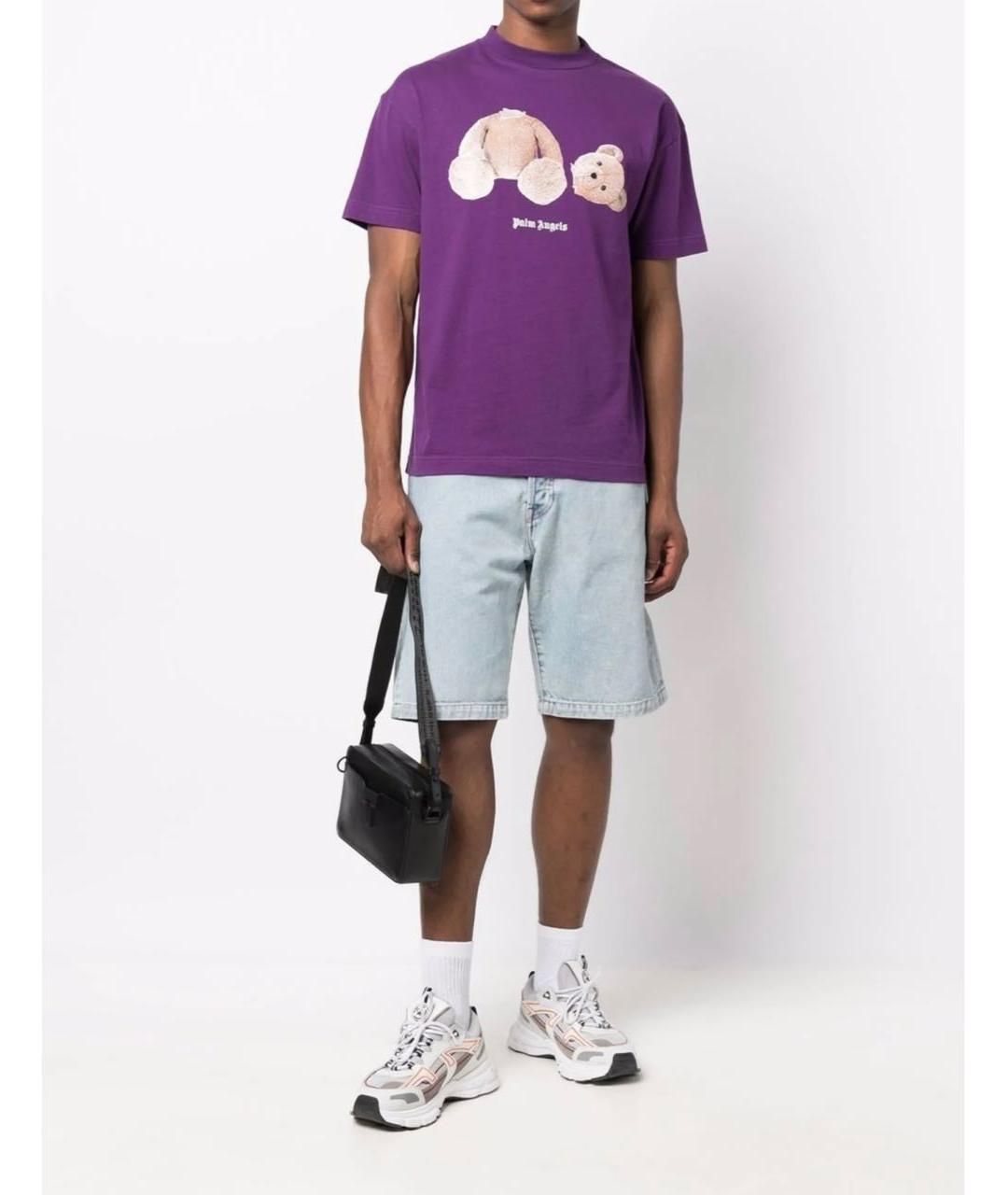 PALM ANGELS Фиолетовая хлопковая футболка, фото 7