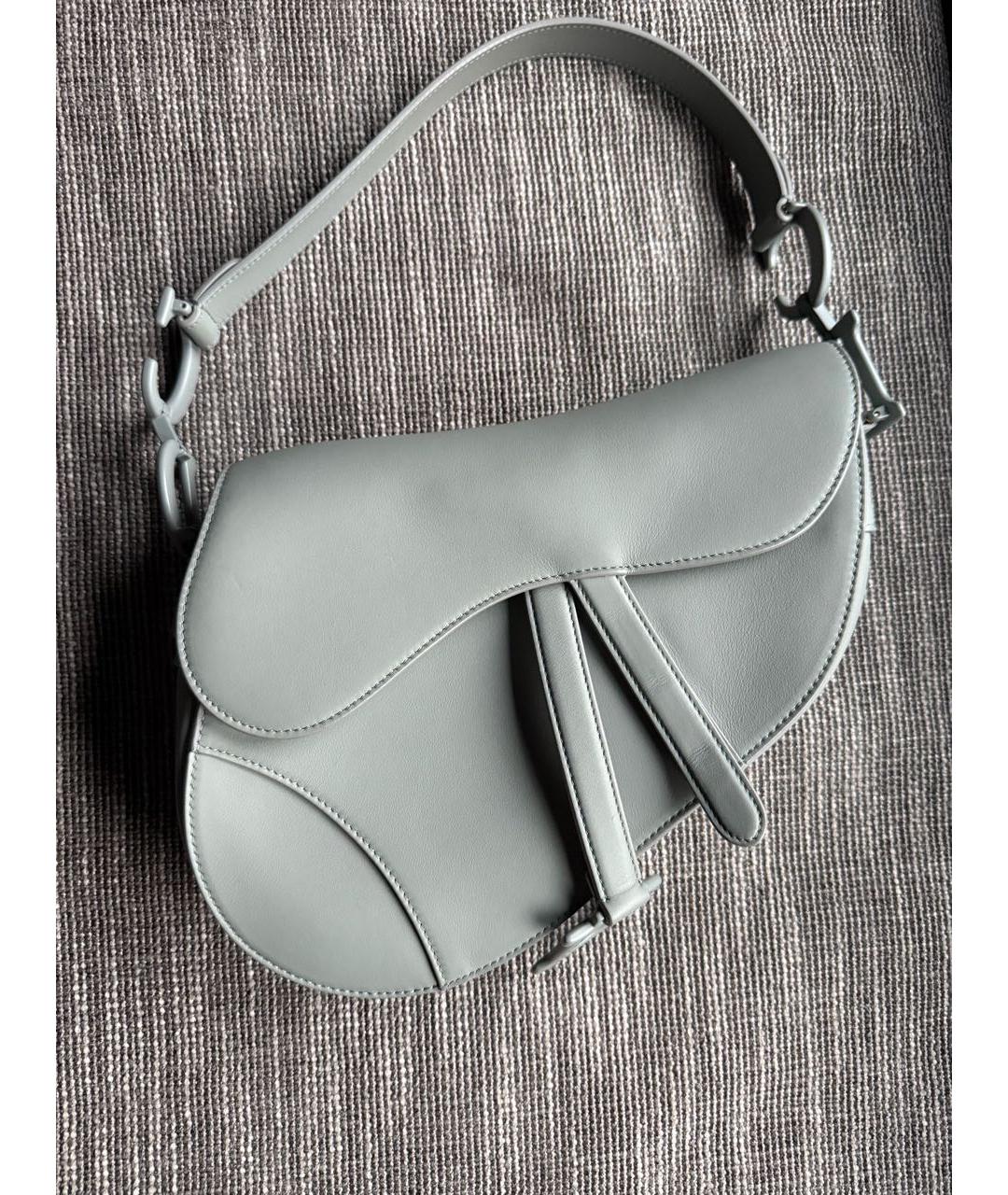 CHRISTIAN DIOR Серая кожаная сумка с короткими ручками, фото 7