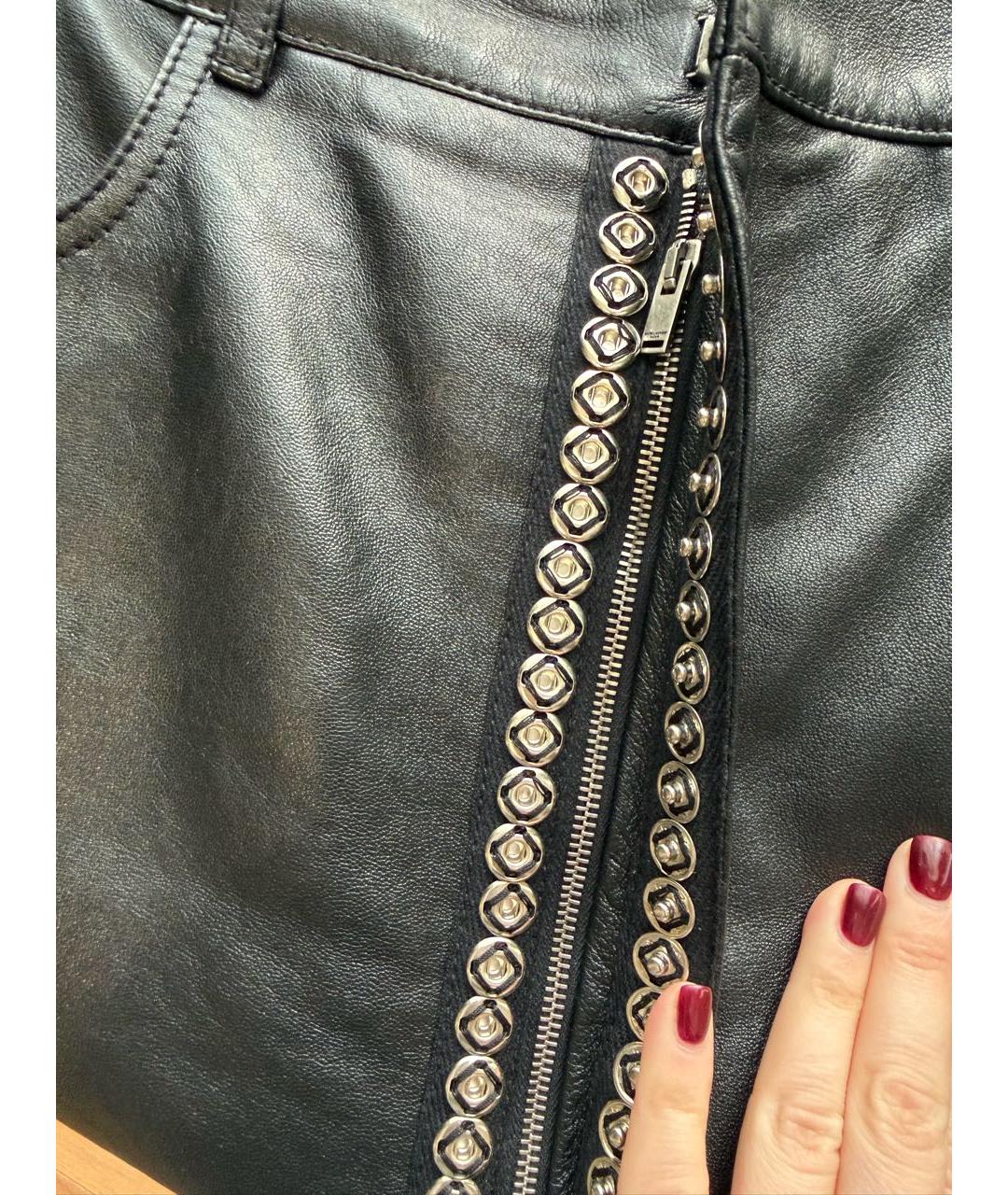 SAINT LAURENT Черная кожаная юбка макси, фото 4