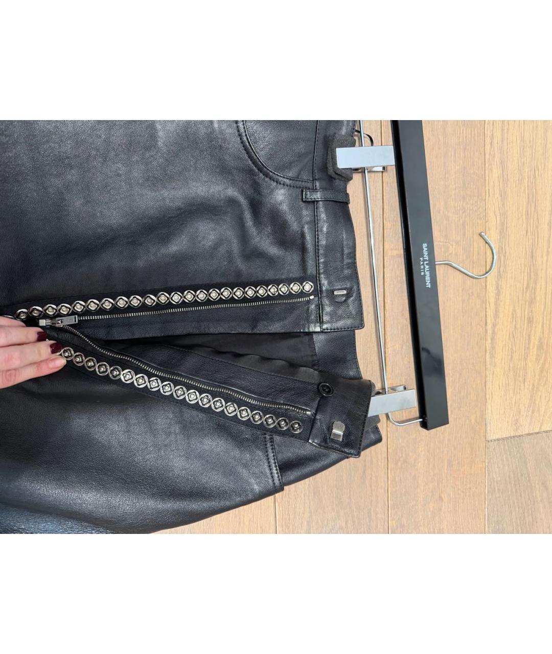 SAINT LAURENT Черная кожаная юбка макси, фото 6