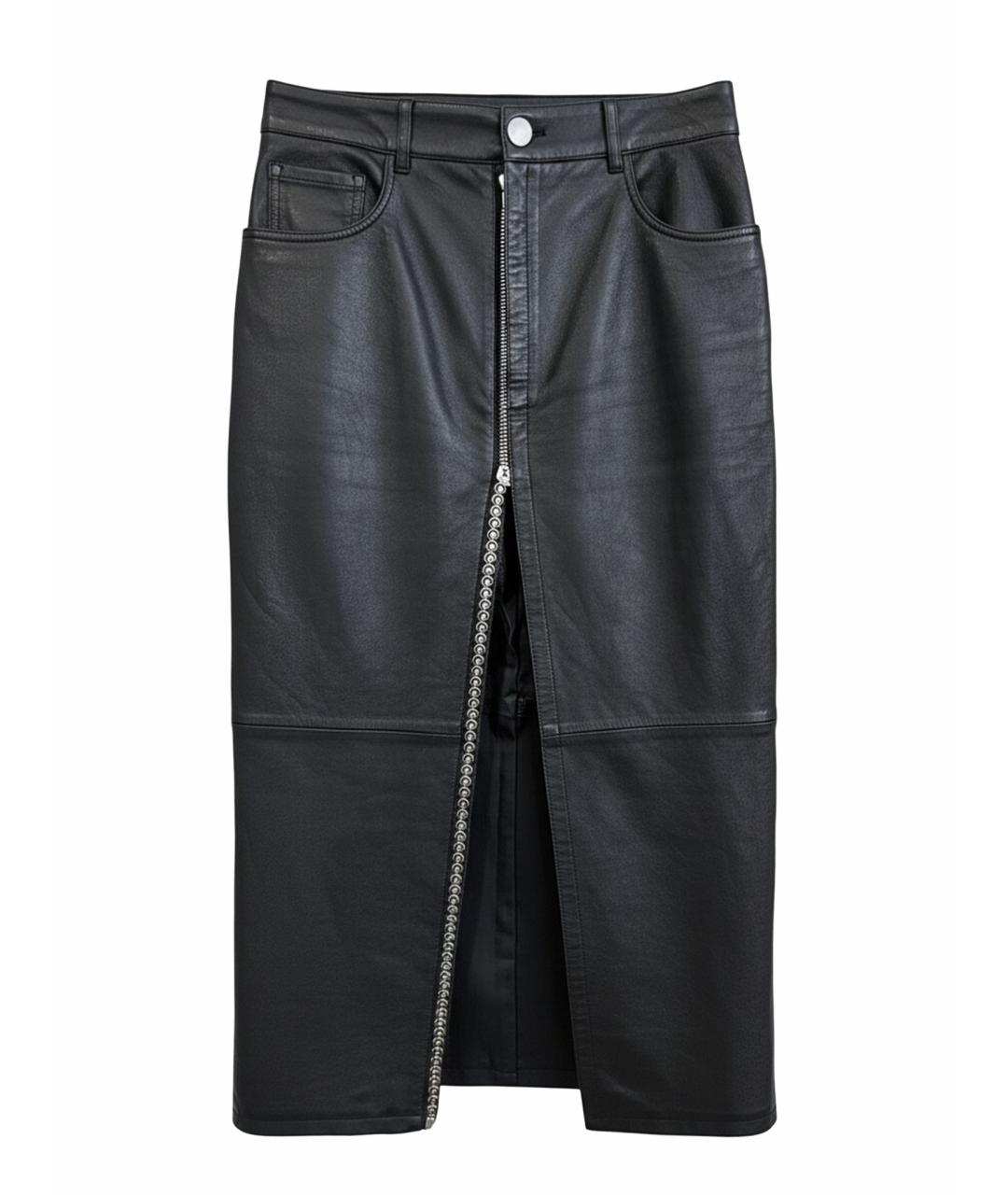 SAINT LAURENT Черная кожаная юбка макси, фото 1