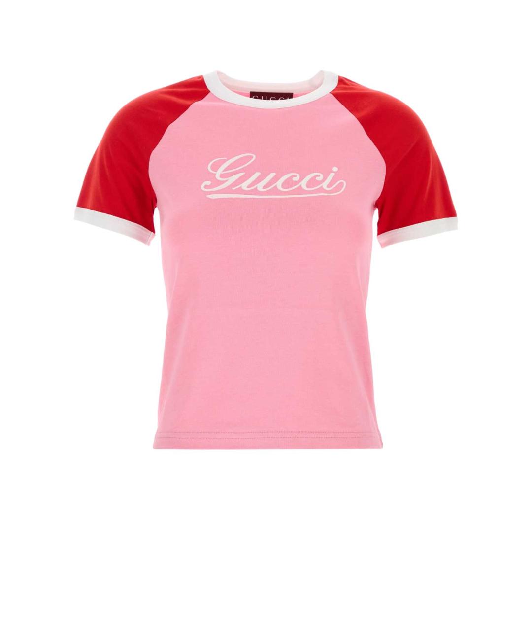 GUCCI Розовая хлопковая футболка, фото 1