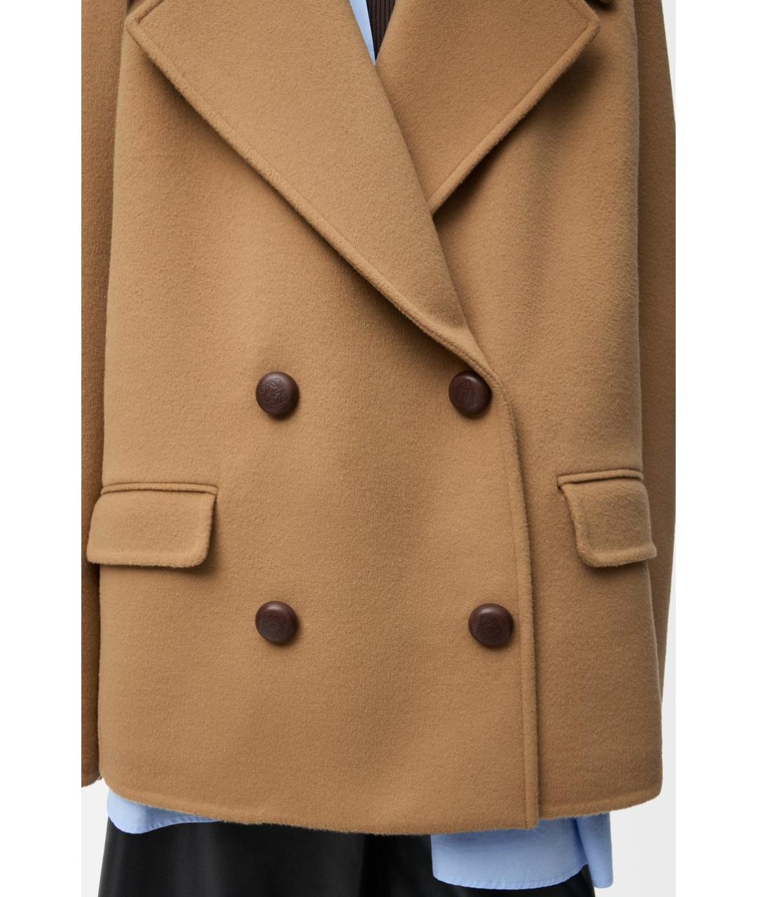 LOEWE Коричневое шерстяное пальто, фото 5