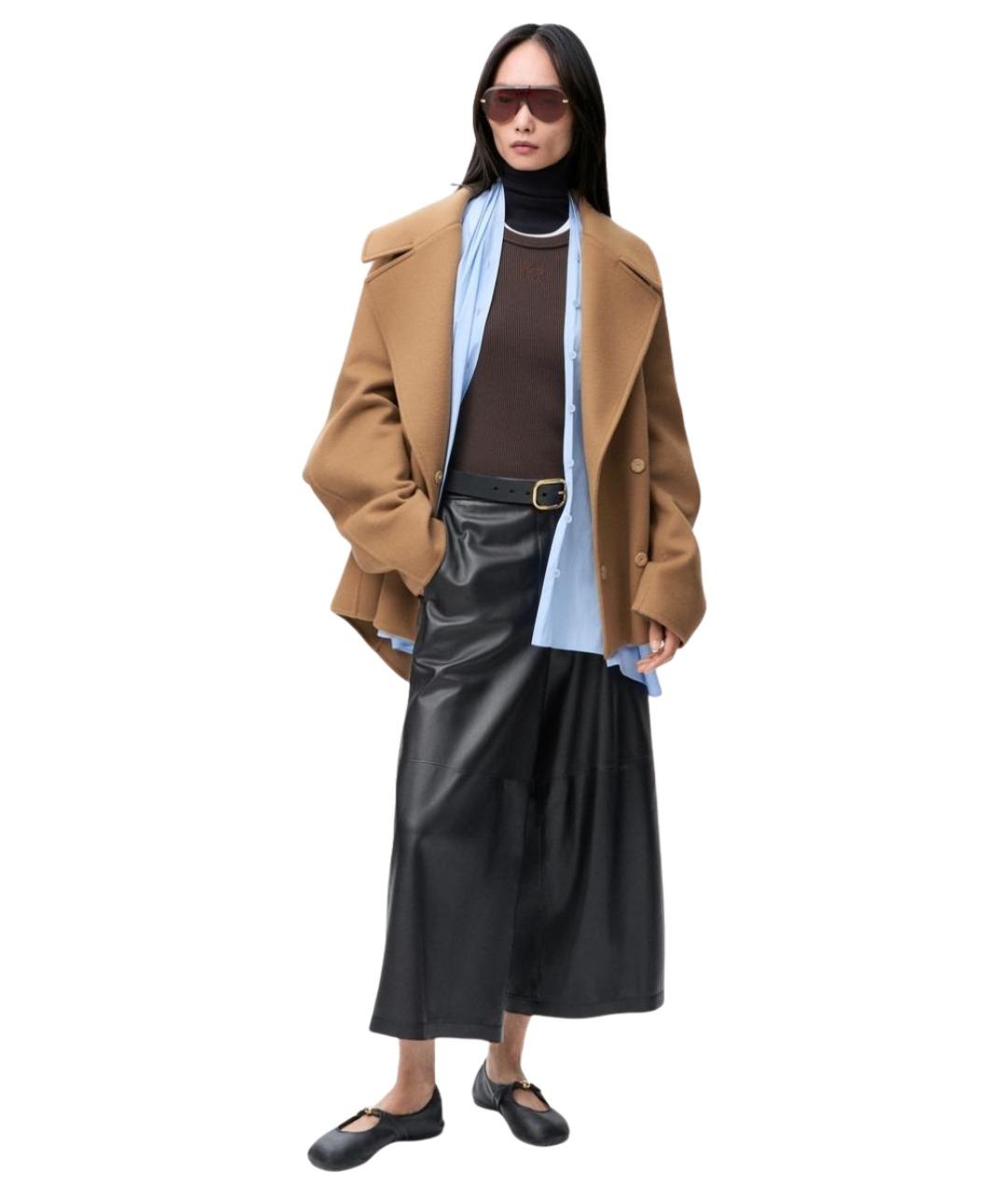 LOEWE Коричневое шерстяное пальто, фото 3