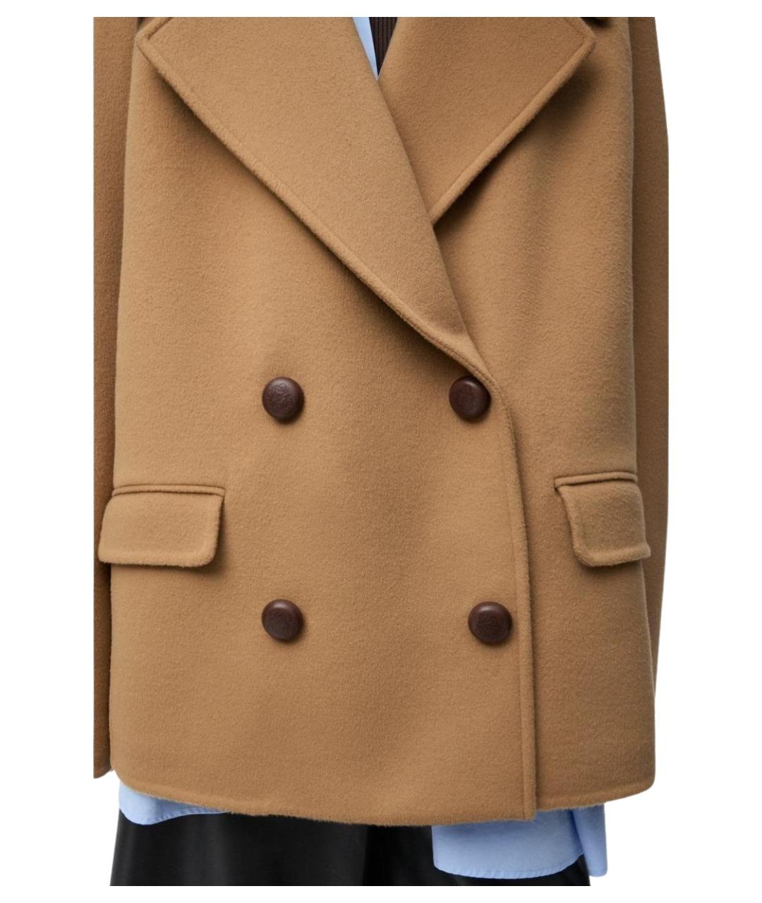 LOEWE Коричневое шерстяное пальто, фото 5