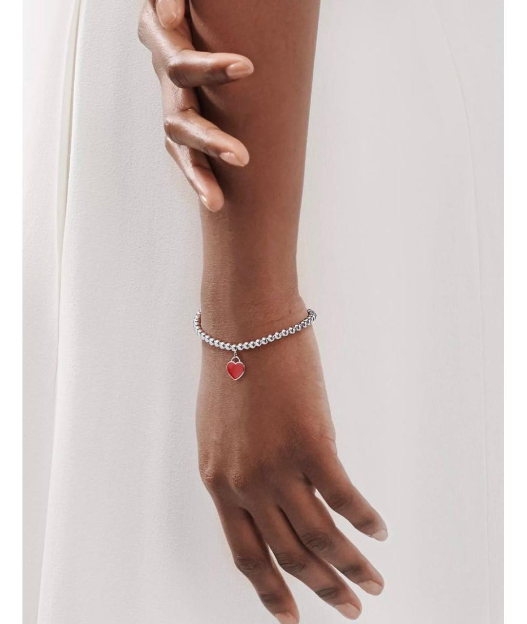 TIFFANY&CO Бордовый серебряный браслет, фото 5