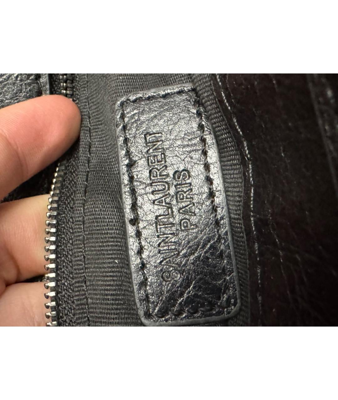 SAINT LAURENT Черная кожаная сумка через плечо, фото 3