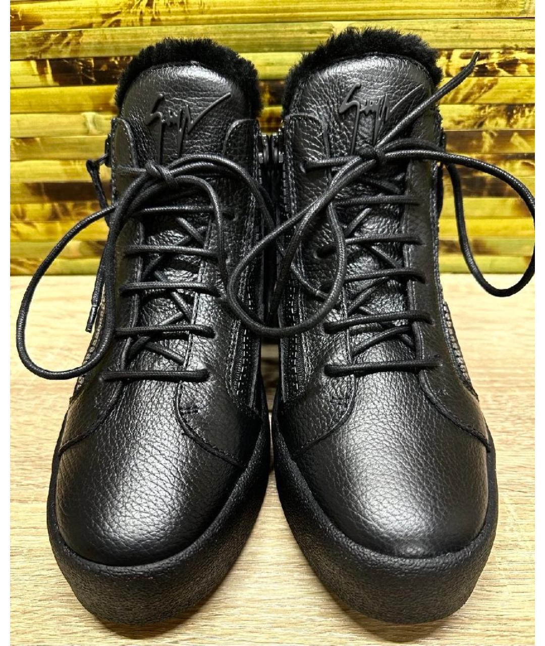 GIUSEPPE ZANOTTI DESIGN Черные кожаные высокие ботинки, фото 9