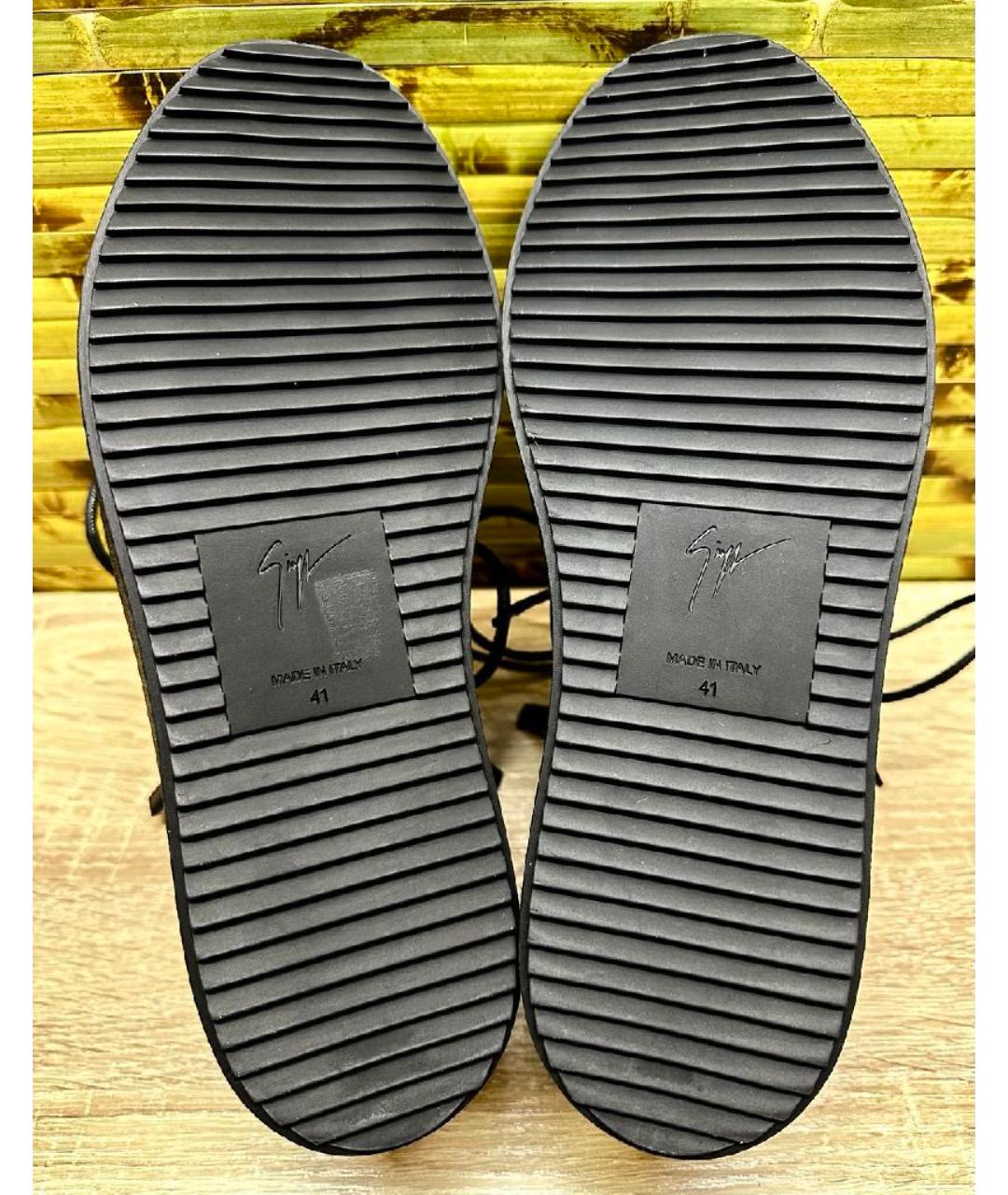 GIUSEPPE ZANOTTI DESIGN Черные кожаные высокие ботинки, фото 7