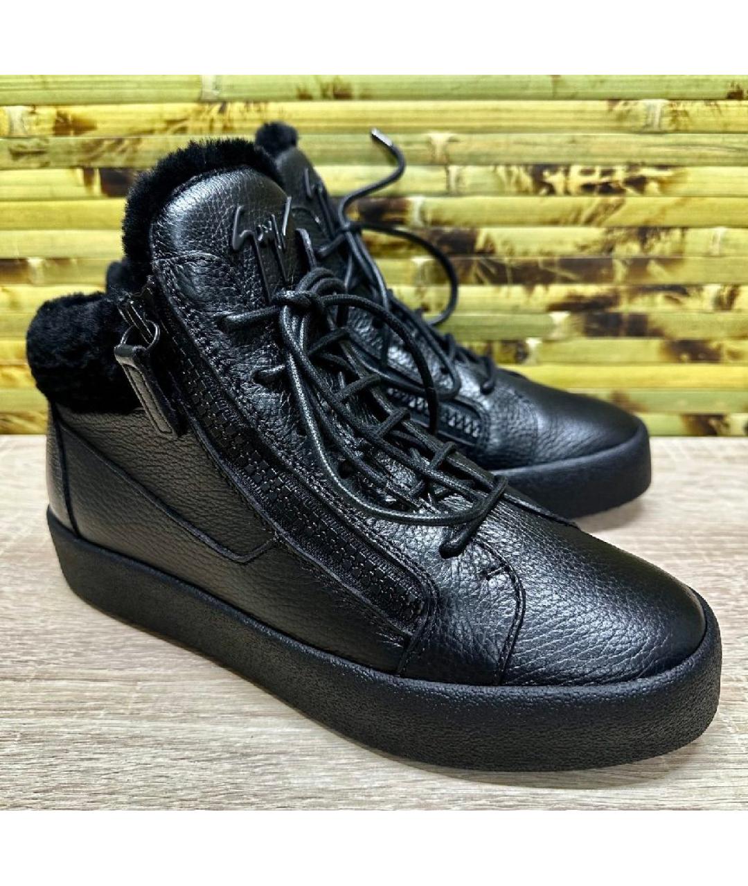 GIUSEPPE ZANOTTI DESIGN Черные кожаные высокие ботинки, фото 5